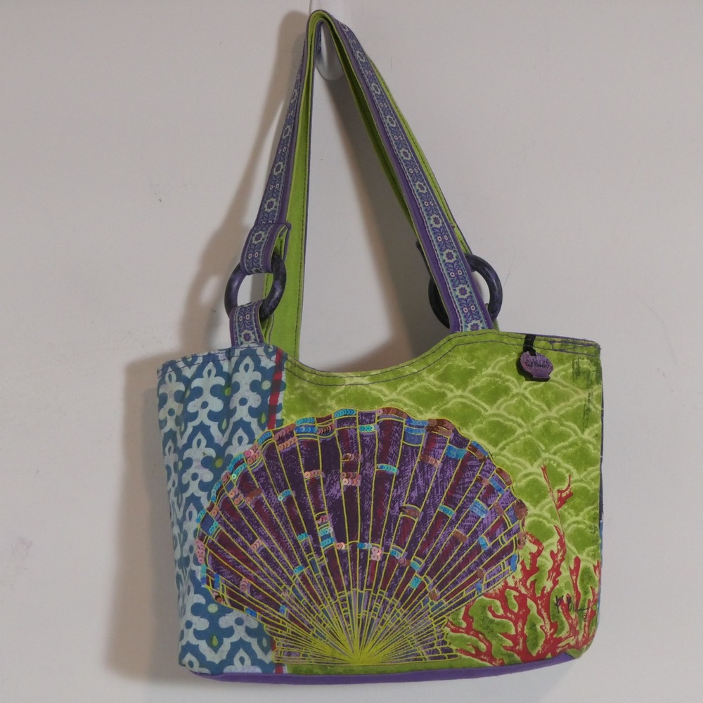 Paul Brent Womens Tote Bag M Green Fantasea Purple Shell Mermaidcore Coastal